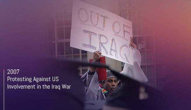 Dr. Shiva Ayyadurai protesting war in Iraq