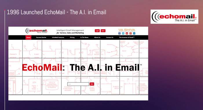 EchoMail was developed by Shiva Ayyadurai and was launched in 1996