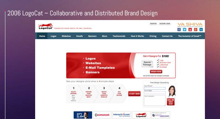 LogoCat, a collaborative and distributed marketplace for brand design developed and deployed by Shiva Ayyadurai