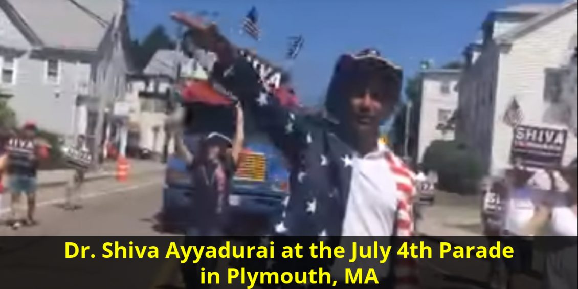 Dr. Shiva Ayyadurai in July 4th Parade at Plymouth, MA